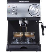 Hamilton Beach 15 Bar Espresso Machine, Cappuccino, Mocha, & Latte Maker, With Milk Frother, Make 2 Cups Simultaneously, Works With Pods Or Ground Coffee, 50 Oz. Water Reservoir, Black