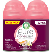 Air Wick Automatic Air Freshener Spray Refill, 2Ct, Summer Delights, Odor Neutralization, Essential Oils