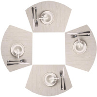 Shacos Placemats For Round Table Set Of 4 Wedge Shaped Placemats Heat Resistant Woven Vinyl Pvc Table Mats Wipeable (4, Beige)