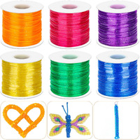 Cridoz 6 Pack Lanyard String Kit, Plastic Lacing Cord Gimp String Lanyard Weaving Kit For Boondoggle, Bracelets, Keychains, Crafts (Glitter)