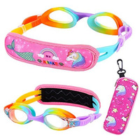 Ruigao Toddler Goggles 2/3/4/5 Year Old,Toddler Goggles No Hair Pull, Goggles For Kids 3-6, Unicorn Rainbow Mermaid Goggles For Girl