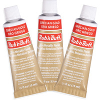 Amaco Rub N Buff Wax Metallic Finish -3 Rub N Buff Grecian Gold 15Ml Tubes - Versatile Gilding Wax For Finishing Furniture Antiquing And Restoration - Rub And Buff ColorsSet Of Three