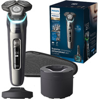 Philips Norelco Electric Shaver 9800, Rotary Shaver With Pressure Sensor, Travel Case, Quick Clean Pod, Pop-Up Trimmer And Charging Stand. Rechargeable Wet & Dry Electric Razor For Men, S9987/85