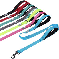 Vivaglory Traffic Handle Dog Leashes, Two Padded Soft Handles Strong Dog Leash, Reflective & Metal Hook Training Pet Lead, Lake Blue