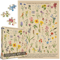 Vintage Wildflowers Puzzle 1000 Pieces For Adult, Botany Plant Flower Puzzle Of Wildflowers Of North America, Floral Jigsaw Puzzles Nature