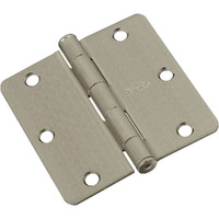 Door Hinge, Interior, Satin Nickel, 3-In.