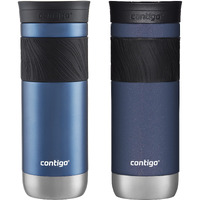Contigo Vacuum-Insulated Stainless Steel Leak-Proof Travel Mug, 20 Ounce, Blue Corn; Midnight Blueberry, 2-Pack