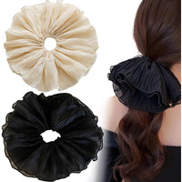 2 Pack Large Hair Scrunchies Mesh Elastic Hair Ties Ropes Hair Scrunchies,Ponytail Holder Hair Accessories For Ladies Girls, Thick Hair Scrunchies Accessories