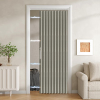 Jilron 100% Blackout Fabric Folding Door Curtain With Magnetic Closure - Accordion Style For Sliding Doors, Closets,Wardrobe And Temporary Door Solutions Doorway Curtains(W42 X L78, Grey 1 Panel)
