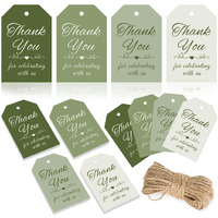 Jarthenaamcs 120Pcs Sage Green Thank You Tags 4 Colors Gradient Green Hanging Labels With Hemp Rope Colorful Blank Paper Gift Tags For Birthday Wedding Invitation Diy Art Craft Supplies