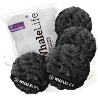 Loofah Sponge Bath Sponge For Women Men 4 Pack (Black Rough Surface)