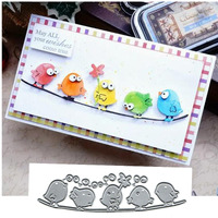 6Pcs Birds On The Ware Metal Die Cuts,Spring Tree Bird Cutting Dies Cut Stencils Diy Scrapbooking Decorative Embossing Paper Party Wedding Card Making