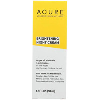 Acure Brightening Night Cream - Night Time Moisturizer Cream For Face & Neck - 100% Vegan Formula With Argan Oil, Chlorella & Echinacea - Hydration & Moisturizing For All Skin Types - 1.7 Fl Oz