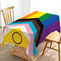 Hafangry Intersex Progress Pride Tablecloth June Gay Lgbtq+ Rainbow Party Decoration Pride Month Kitchen Dining Room Home Decor (60" X 84")