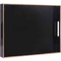 Maoname Black Serving Tray With Handles, Rectangular Decorative Tray, Modern Coffee Table Tray, Plastic Ottoman Tray For Bathroom, Decor, 15.7 X 11.8 X 1.57"