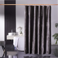 Velvet Dark Grey Shower Curtains For Bathroom,260 Gsm Heavy-Duty Fabric Luxury Shower Curtain With Hooks, Thicken, Washable, Waterproof Shower Curtain For Hotels, Bathtubs, 72 X 72 Inches