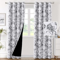 H.Versailtex 100% Blackout Curtains 84 Inch Length 2 Panels Set Cattleya Floral Printed Drapes Leah Floral Thermal Curtains For Bedroom With Black Liner Sound Proof Curtains, Grey And Olive