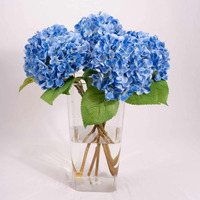 Iplnts 5Pcs 18.5 Artificial Hydrangea Hydrangea Silk Flowers Bouquet Faux Hydrangea Stems Wedding Party Table Decorations Centerpieces Home Decor
