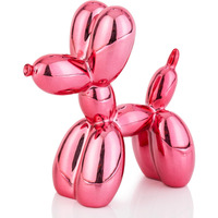 Amoiensis Shiny Balloon Dog Statue Decor, 4 Inch Miniature Balloon Dog Statue, Vibrant Color Balloon Dog Statue, Funny Cute Nick Nacks For Shelves Decor(Pink)