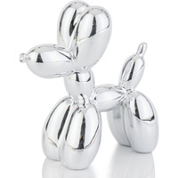 Amoiensis Shiny Balloon Dog Statue Decor, 4 Inch Miniature Balloon Dog Statue, Vibrant Color Balloon Dog Statue, Funny Cute Nick Nacks For Shelves Decor(Silver)