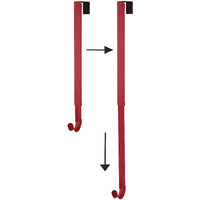 Haute Decor Adapt Adjustable Length Wreath Hanger - Matte Red Metal - Holds Up To 20 Lbs. - Over The Door Long Wreath Hook For Year-Round Indoor Or Outdoor Use
