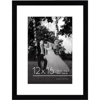 Americanflat 12X16 Picture Frame In Black - Use As 8X12 Picture Frame With Mat Or 12X16 Frame Without Mat - Engineered Wood With Shatter Resistant Glass - Horizontal And Vertical Formats For Wall
