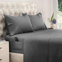 Dreamcare Twin Xl Sheet Sets - Cooling Bed Sheets - 4Pcs Set - Up To 15" Deep Pocket Twin Xl Sheets - Xl Twin Sheet Set - Soft & Long Lasting 100% Fine Brushed Polyester With Side Pocket - Dark Gray