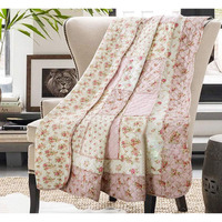 Cozyholy Original 100% Cotton Patchwork Quilt Twin Size Pink Floral Bedspread Coverlet Reversible Vintage Shabby Chic Quilted Throw Blanket Bed Quilt Cover For Couch Sofa