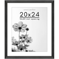 Americanflat 20X24 Picture Frame With Polished Plexiglass - Use As 16X20 Frame With Mat Or 20X24 Frame Without Mat - Hudson Collection - Wide Photo Frame For Wall Display - Black