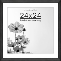 Americanflat 24X24 Picture Frame With Polished Plexiglass - Use As 20X20 Frame With Mat Or 24X24 Frame Without Mat - Hudson Collection - Wide Photo Frame For Wall Display - Black