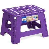 Acko Folding Step Stool 9 Inch Step Stool 300 Lb Capacity Plastic Foldable Step Stools For Kids And Adults, Folding Stool Suitable For Kitchen, Stepping Stool With Handle Purple Small Step Stool 1Pc