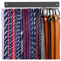 Belt Hanger Tie Rack Wall Mounted, 360Rotating Belt Organizer Tie Hanger Max 20 Storage For Belt, Ties, Purse, Scarves, Tank Top, Hats, Medals Natural Wood Non-Slip For Door, Wall, Closet