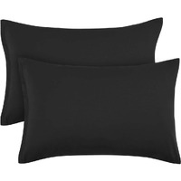 Piccocasa Zippered Pillowcases, 100% Brushed Microfiber Polyester Pillow Case Cover, Pillow Cases Set Of 2, Soft And Comfortable Standard(20"X26") Black