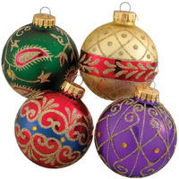 Kurt Adler Imperial Design Ball Ornament, 65Mm, Set Of 4