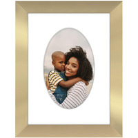 Americanflat 4X6 Picture Frame With Oval-Shaped Mat In Gold - Use As 6X8 Picture Frame Without Mat Or 4X6 Frame With Mat - Engineered Wood Photo Frame With Shatter-Resistant Glass And Easel