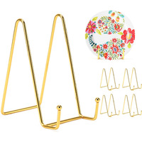 Kruodop 6 Inch Plate Stands For Display, 5 Pack Plate Holder Display Stand, Gold Metal Frame Easel Holder Stand For Pictures,Book, Photo, Decorative Plate
