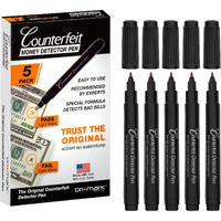 Dri Mark Cfd5Pk Counterfeit Bill Detector Marker Pen, Made In The Usa, 3 Times More Ink, Pocket Size, Fake Money Checker - Money Loss Prevention Tester & Fraud Protection For U.S. Currency (Pack Of 5)