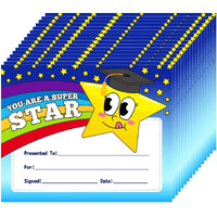 D24Time 30Pcs Certificate Of Awards For Kids Students 8" X 10" Super Star Certificates Paper For Teachers Kindergarten Certificate Of Achievement Preschool Diploma Award For Back To School Graduation