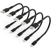 6 Inch Iphone Charge Cable Short, 0.5Ft 5Pack Usb To Lightning Cord For Fast Charging Stations Compatible With Apple Iphone 12 11 Pro Max Xs 8 7 6 5 Plus, Ipad Air/Mini