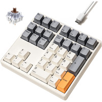 Kisnt Mechanical Number Pad, 34 Key Hot Swappable Numpad Wired Usb Numeric Keypad With Pbt Keycaps White Backlit Keypad For Laptop, Macbook,Pc Desktop (Brown Switch)