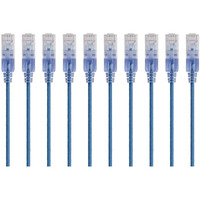 Monoprice Cat6A Ethernet Patch Cable - Snagless Rj45, 550Mhz, 10G, Utp, Pure Bare Copper Wire, 30Awg, 10-Pack, 7 Feet, Blue - Slimrun Series