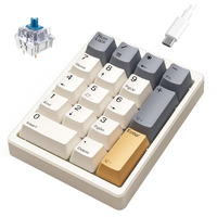 Kisnt Number Pad, Mechanical Numpad Wired Usb Standard 17 Keys Hot-Swappable Numeric Keypad With Pbt Keycaps White Backlit Keypad For Laptop Pc Tkl Keyboards(Blue Switch)