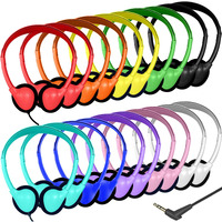 Ladont 20 Pack Bulk Classroom Headphones For Students Kids School, Wholesale Headphones Class Set With 3.5Mm Jack For Chromebook Laptop Pc Computer(10 Mixed Colors)