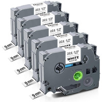 Unismar Tze 9Mm 0.35'' Laminated White Compatible For Brother Tze-221 Tz-221 Tze221 Label Tape For Ptouch Ptd210 Ptd220 Ptd200 Pth110 Pth100 Ptd400 Ptd600 Pt1280, Black On White 3/8'' X 26.2Ft, 5-Pack