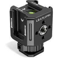 Leaplumin Triple Cold Shoe Mounts Adapter, 3/8'' Screw Hole To 1/4'' Screw Hole, Aluminum Alloy Hot Shoe Extension Bracke For Dslr Camera Flash Light, Monitor, Microphone-Black