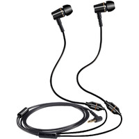 Kinden Anti-Radiation Headphones Air Tube Headset Radiation Free Earbuds With Microphone Binaural Acoustic Stereo Alumium Metal Housing Wired In-Ear Handsfree (Black)