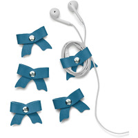 Senseage 5 Pack Cord Organizer, Bow Cord Keeper, Cable Organizer Usb Holder, Leather Cable Management, Cable Straps, Earphone Winder, Storage Straps For Electronics, Earbuds, Small, Blue