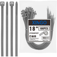 Xingo 18 Inch Silver Zip Ties Heavy Duty (100 Pack), 60Lb Tensile Strength, Uv Resistant Cable Ties For Indoor And Outdoor Use