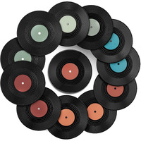 Facmogu 12Pcs 7 Inch Fake Blank Vinyl Records, Vintage Vinyl Decorative Records For Wall Art Aesthetic, Plastic Plain Records For Home, Cafe Decor, Fake Blank Records Custom For Wedding, Music Party