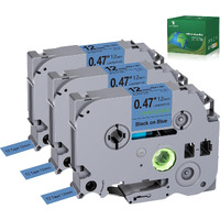 Yuanqimm Tze-531 12Mm Tze Tz Blue Tape Compatible With Brother P Touch Label Maker Tape Tz-531 Tze531 Tz531 Label Tape 12Mm 0.47 Laminated Black On Blue For Pt D200 D210 D220 D400 Cube, 3-Pack